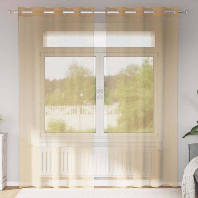 Berkfield Home Voile Curtains with Grommets 2 pcs Sand in Brown - image 1