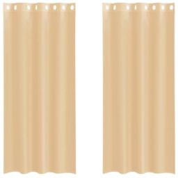 Berkfield Home Voile Curtains with Grommets 2 pcs Sand in Brown - thumbnail 2