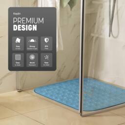 Keplin Non-Slip Shower Mat, For Shower Runner & Bathroom Tub, Square, 54x54cm in Blue - Size: 600mm - thumbnail 8