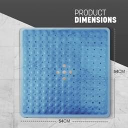 Keplin Non-Slip Shower Mat, For Shower Runner & Bathroom Tub, Square, 54x54cm in Blue - Size: 600mm - thumbnail 2