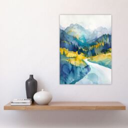 "Artery8 Yosemite National Park Hiking Trail Watercolour Wall Art Print in Blue - Size: W18"" x H24""" - thumbnail 4