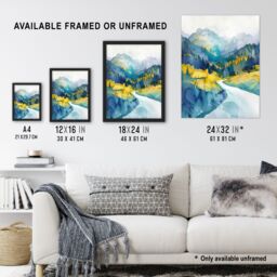 "Artery8 Yosemite National Park Hiking Trail Watercolour Wall Art Print in Blue - Size: W18"" x H24""" - thumbnail 3