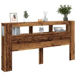 Berkfield Home LED Headboard Old Wood 200x18.5x103.5 cm Engineered Wood in Brown - thumbnail 5