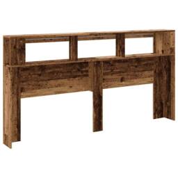Berkfield Home LED Headboard Old Wood 200x18.5x103.5 cm Engineered Wood in Brown - thumbnail 8