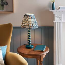 Netlighting Higgledy Gloss Blue Table Lamp Blue Fabric Ripple Shade 25cm E14 - thumbnail 2