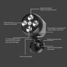 EONLION 4 LED Battery Powered Security Light in Black - thumbnail 5