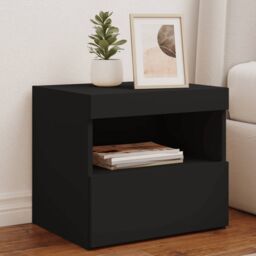 Berkfield Home Bedside Cabinets with LED Lights 2 pcs Black 50x40x45 cm - Size: 50 x 40 x 45 cm - thumbnail 1