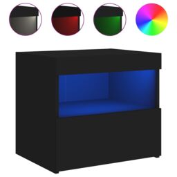 Berkfield Home Bedside Cabinets with LED Lights 2 pcs Black 50x40x45 cm - Size: 50 x 40 x 45 cm - thumbnail 6