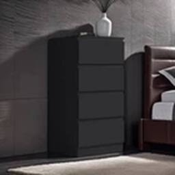 EONLION Black 4 Drawer Chest of Drawers Handleless Scandinavian Bedroom - thumbnail 3