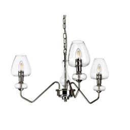 Loops 3 Bulb Ceiling Light Polished Nickel Finish Clear Glass Shades LED E14 40W in Metallics - thumbnail 2