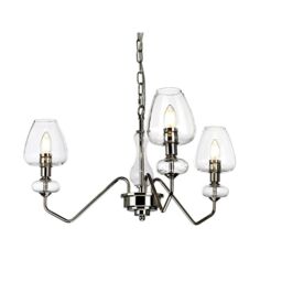 Loops 3 Bulb Ceiling Light Polished Nickel Finish Clear Glass Shades LED E14 40W in Metallics - thumbnail 1