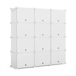 KORVIXA White 12 PCS Portable Plastic Shoe Cabinet with Door - Size: 100 cm - thumbnail 4