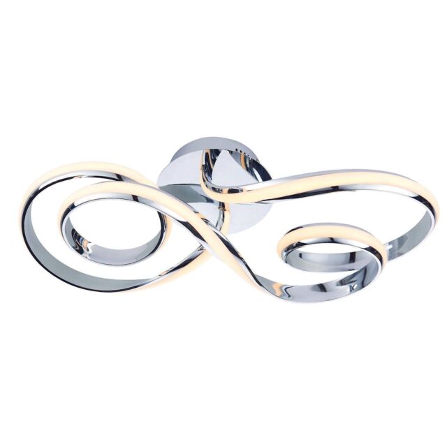Loops Semi Flush Ceiling Light Chrome Plate & White Silicone 36W LED module - image 1