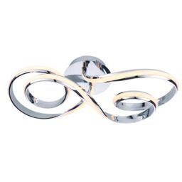 Loops Semi Flush Ceiling Light Chrome Plate & White Silicone 36W LED module
