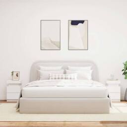 Berkfield Home Bedside Cabinets with LED Lights 2 pcs White 35x39x55 cm - Size: 35 x 39 x 55 cm - thumbnail 3
