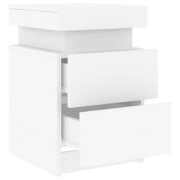 Berkfield Home Bedside Cabinets with LED Lights 2 pcs White 35x39x55 cm - Size: 35 x 39 x 55 cm - thumbnail 8
