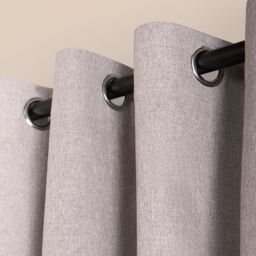 OHS Woven Texture Pair of Eyelet Curtains Ready Made Blackout in Grey - Size: 167 cm width x 183 cm drop - thumbnail 3