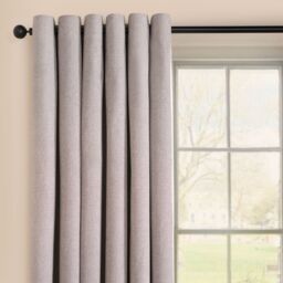 OHS Woven Texture Pair of Eyelet Curtains Ready Made Blackout in Grey - Size: 167 cm width x 183 cm drop - thumbnail 2