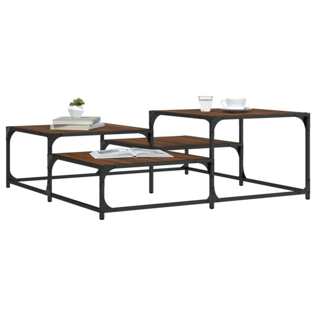 Berkfield Home Coffee Table Brown Oak 107x107x40 cm Engineered Wood - Size: 107 x 107 x 40 cm - image 1