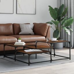 Berkfield Home Coffee Table Brown Oak 107x107x40 cm Engineered Wood - Size: 107 x 107 x 40 cm - thumbnail 3