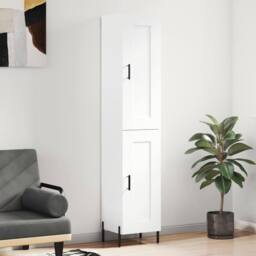 Berkfield Home Highboard White 34.5x34x180 cm Engineered Wood - thumbnail 2