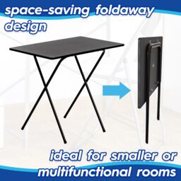 Harbour Housewares Wooden Folding Desk & Chair Set Durable Space Saving Office Study Set in Silver - thumbnail 3