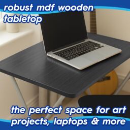Harbour Housewares Wooden Folding Desk & Chair Set Durable Space Saving Office Study Set in Silver - thumbnail 4