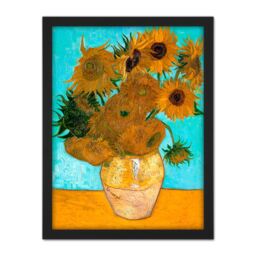 "Artery8 Wall Art Print Van Gogh Vase With Twelve Sunflowers Large Framed Wall Décor Art in Black - Size: W18"" x H24""" - thumbnail 1
