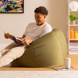 icon Classic Indoor Outdoor Bean Bag Yellow Bean Bag Chair in Khaki - thumbnail 2
