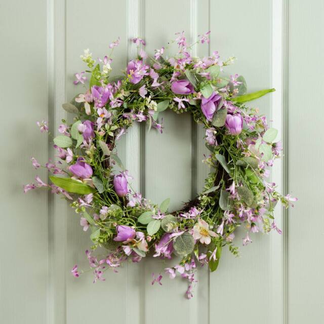 Scottish Everlastings Ltd 55cm Tulip Wreath in Purple - image 1