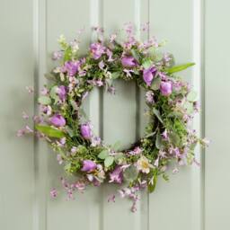 Scottish Everlastings Ltd 55cm Tulip Wreath in Purple - thumbnail 1