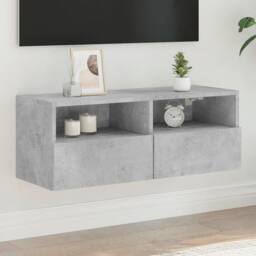 Berkfield Home TV Wall Cabinet Concrete Grey 80x30x30 cm Engineered Wood - Size: 80 x 30 x 30 cm - thumbnail 2