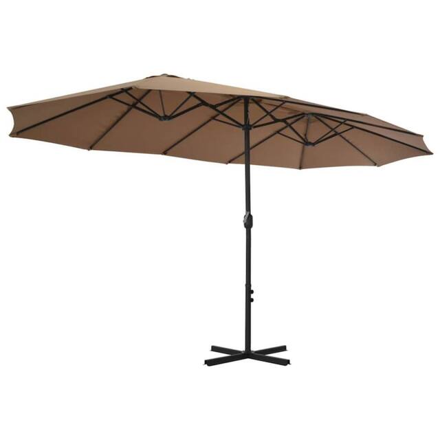Berkfield Home Outdoor Parasol with Aluminium Pole 460x270 cm Taupe in Beige - image 1