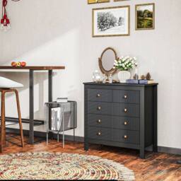 STILVORA Chest of Drawers 5 Drawer with ridged fronts Black - thumbnail 8