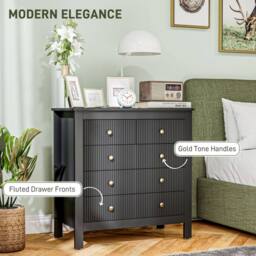 STILVORA Chest of Drawers 5 Drawer with ridged fronts Black - thumbnail 6
