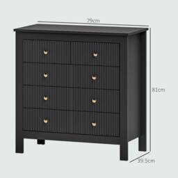 STILVORA Chest of Drawers 5 Drawer with ridged fronts Black - thumbnail 3