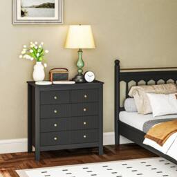 STILVORA Chest of Drawers 5 Drawer with ridged fronts Black