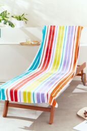 Catherine Lansfield 'Rainbow Stripe' Beach Sun Lounger Towel - thumbnail 1