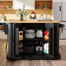 Rolipo Mobile Kitchen Island Cart with 6 Drawers & Extendable Top in Dark Grey - thumbnail 5