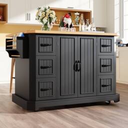 Rolipo Mobile Kitchen Island Cart with 6 Drawers & Extendable Top in Dark Grey - thumbnail 6