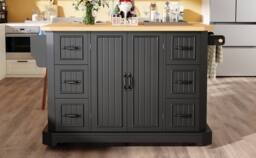 Rolipo Mobile Kitchen Island Cart with 6 Drawers & Extendable Top in Dark Grey - thumbnail 8