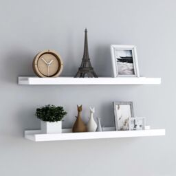Berkfield Home Picture Frame Ledge Shelves 2 pcs White 80x9x3 cm MDF - Size: 80 x 9 x 3 cm - thumbnail 1