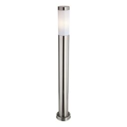 Netlighting Plaza 1 Light Tall Bollard Post Stainless Steel IP44 E27 in Grey