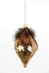 Shatchi 14cm Gold Teardrop Bauble - Christmas Hanging Decoration - thumbnail 1