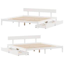 Berkfield Home Full Bed Frame without Mattress White 180x200 cm Super King Solid - thumbnail 9