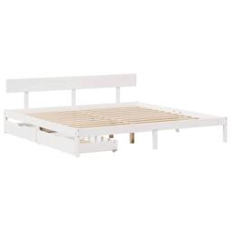 Berkfield Home Full Bed Frame without Mattress White 180x200 cm Super King Solid - thumbnail 1