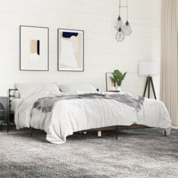 Berkfield Home Bed Frame without Mattress Brown Oak 200x200 cm - thumbnail 1