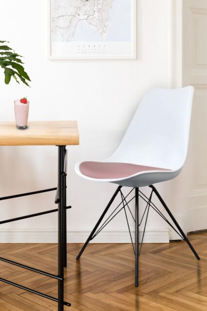 Fusion Living Soho Plastic Dining Chair with Black Metal Legs in Dusty Pink - image 1