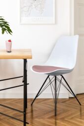 Fusion Living Soho Plastic Dining Chair with Black Metal Legs in Dusty Pink - thumbnail 1