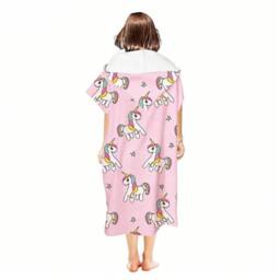 Obasyhig Style 12 Pullover Style Adult Hooded Cloak Bath Towel in Pink - thumbnail 1